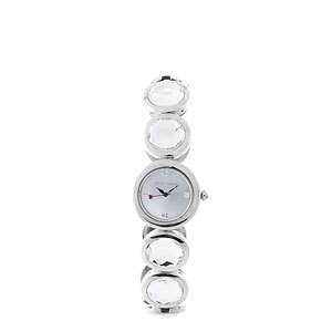 Betsey Johnson S Steel Watch Silver Tone Dial Crystal Bracelet Pink 