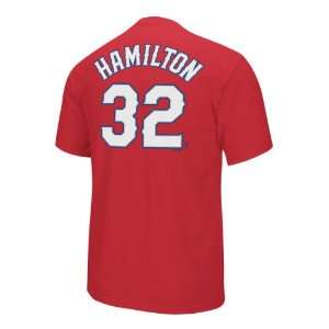 Texas Rangers Josh Hamilton MLB Player Name & Number T Shirt (Scarlet)