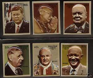 Bhutan 145 5e MNH 3D stamps Churchill, Gandhi, Kennedy  