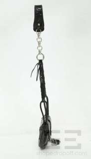 Francesco Biasa Black Patent Leather Lock & Silver Chain Handbag 