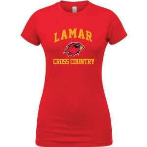  Lamar Cardinals Red Womens Cross Country Arch T Shirt 