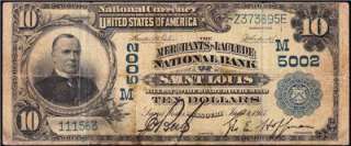 Affordable Circ 1902 $10 ST. LOUIS, MO National Banknote FREE SHIP 
