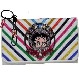   : Casual Betty Boop White Stripe Wallet Bonus Keychain: Toys & Games