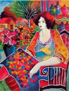  Patricia Govezensky   Lady with Flowers View   Serigraph 