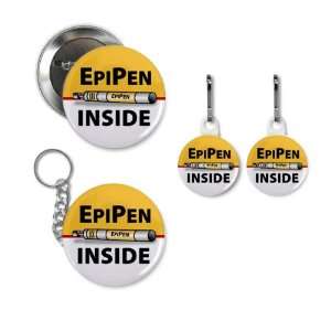 EPIPEN INSIDE Medical Alert Button White Zipper Pull Charms Key Chain