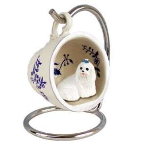  Maltese Blue Tea Cup Dog Ornament