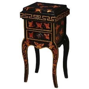 : EXP Handmade 31 Antique Style Black & Gold Wood Accent / End Table 