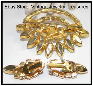  HIGH END Aurora Borealis Rhinestone Gold Pin & Clip Earrings  