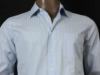 60 MENS TASSO ELBA BUTTON UP CORE BLUE COMBO FITTED SHIRT L  