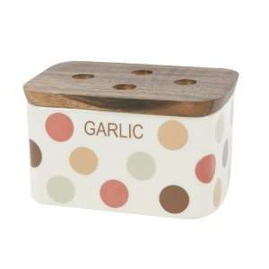   Garlic Box In Cream Ceramic With Spot Design (Boxed)1