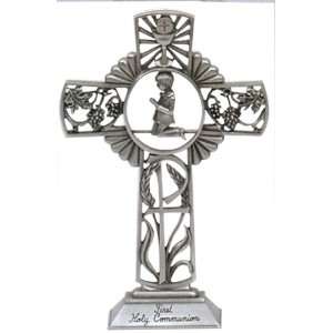  First Communion Boy   5 1/2 Pewter Standing Cross (JC 