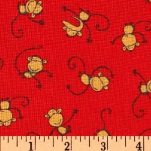 44 Wide Boys Will Be Boys Monkey Toss Red Fabric By The Yard 