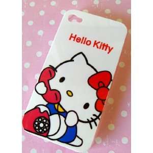 Hello Kitty Iphone 4 Kitty on Telephone Snap on Case with Free Mirror 