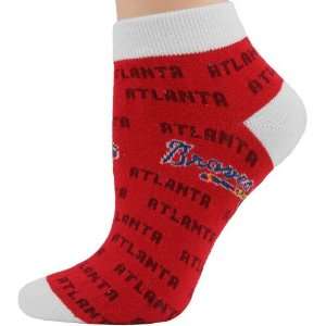   Braves Ladies Red Background Repeat Ankle Socks