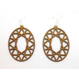  Tangerine Oval Hex Wooden Earrings GTJ Jewelry