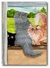 Curious Window Cats Black Tabby Grey Blue Persian Pets  BiHrLe ArT LE 