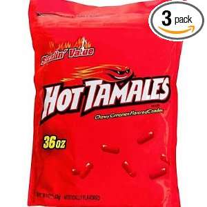Hot Tamales Chewy Cinnamon Flavored Candies, 36 Ounce (Pack of 3 