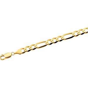  14K Yellow Gold Figaro Chain Bracelet  8 inches: Jewelry