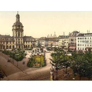   Poster   Parade Place and Kaufhaus Karlsruhe Baden Germany 24 X 18.5