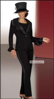  Womens Formal Evening Black Pant Suit (2442) Clothing