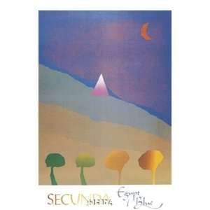  Egypt Blue/One Moon/Four Trees by Arthur Secunda 25x38 