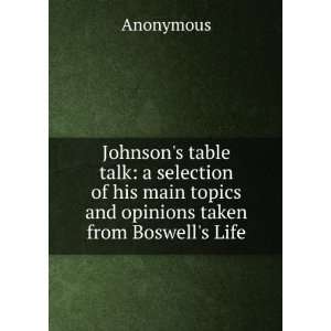  Johnsons table talk a selection of his main topics and 