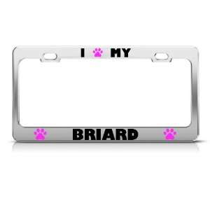  Briard Paw Love Dog license plate frame Stainless Metal 