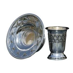  Silver Mayim Achronim Set with Flowers and Diamond Shapes 