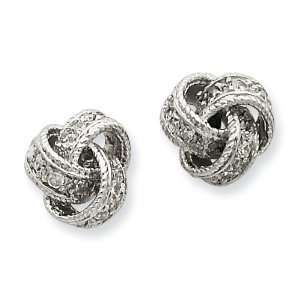  Sterling Silver CZ Love Knot Post Earrings: Jewelry