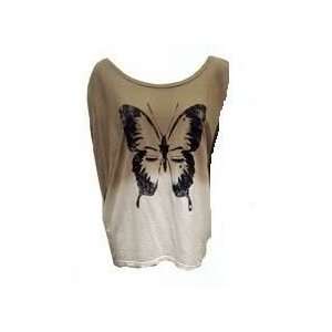 New with Tags Brokedown Mushroom Ombre Butterfly Cold Shoulder TShirt 