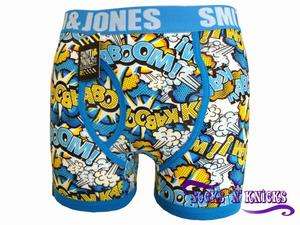Mens Smith & Jones BLUE Kaboom Cartoon Boxer Shorts  