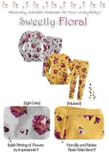   Baby Toddler Kid Girls Sleepwear Pajama Set  Sweetly Floral   