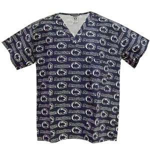   Nittany Lions Navy Blue All Over Print Scrub Top: Sports & Outdoors