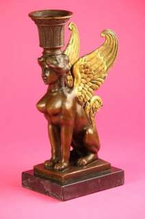 Original ~Milo~Sphinx Candle Holder Bronze Sculpture NR  
