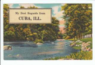 Best Regards from Cuba Illinois IL Old Postcard Fulton County Vintage 