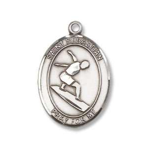  St. Sebastian Sports Surfing Sterling Silver Medal with 18 