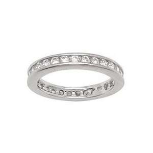  NEW Sterling Silver 3mm cz eternity band Size 7 