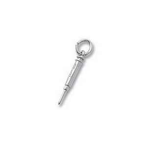 Hypodermic Needle Charm   Gold Plated