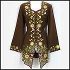 NEW BLACK KA SUNDA EMBROIDERED ETHNIC LINED BLOUSE TOP SIZE L 