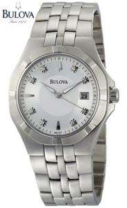 Bulova Mens 96D107 Diamond Silver White Dial Bracelet  