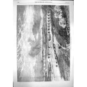  1862 VIEW PRESTON LANCASHIRE RIVER BRIDGE ENGLAND