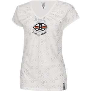 Cleveland Browns  White  Juniors Out Of This World Tissue Top:  
