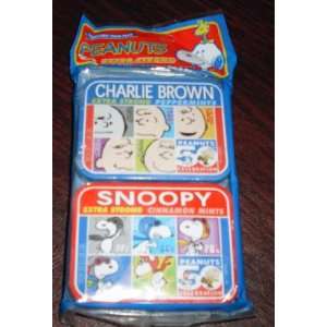 Peanuts Snoopy and Charlie Brown 2 Collectible Tins with Mints