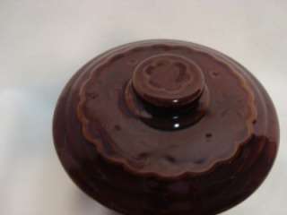Vintage Mar Crest Brown Daisy Dot Stoneware Lidded Grease Pot Bowl 5 1 