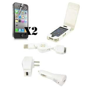  White PU Leather Case for A&T and Verizon Apple iPhone 4 