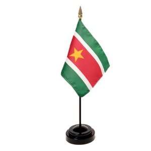  Suriname Flag 4X6 Inch Mounted E Gloss With Fringe: Patio 