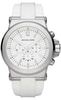 MICHAEL KORS WHITE OVERSIZE SILICONE CHRONOGRAPH WATCH MK8153 NEW 