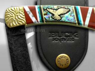 BUCK 110 Yellowhorse Native Steel Eagle Abalone Knives  