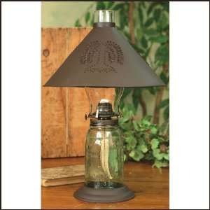  Quart Mason Jar Oil Lamp with Punched Willow Shade: Home 