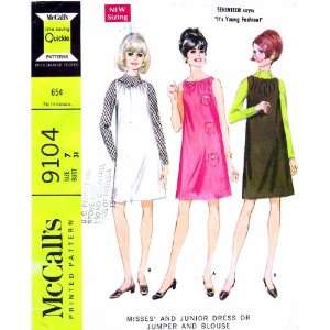 McCalls 9104 Vintage Sewing Pattern Womens Dress Jumper Size 7 Bust 